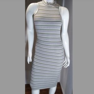 High neck striped dress